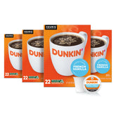 Dunkin French Vanilla K-Cup pods in a box for easy Keurig brewing at home.