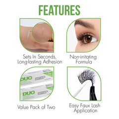 DUO two-pack lash glue for reliable, all-day wear