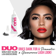 DUO Eyelash Glue Dark Tone drying action ready for lash placement.