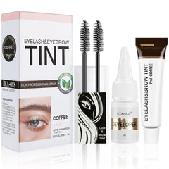 Duoffanny eyelash and eyebrow kit box contents for quick at-home coloring.