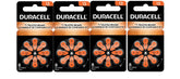 Duracell 13A orange hearing aid battery with extra-long tab for easy installation.