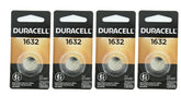 Duracell 1632 battery pack closeup showing four lithium coin cells for small devices.