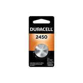 Duracell 2450 coin battery closeup showing compact power for devices