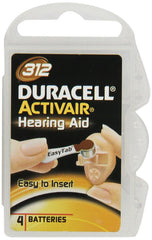 Duracell Activair Easy Tab 312 batteries with color-coded tabs for quick size recognition