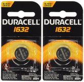 Duracell DL1632 battery front view, ideal for car remotes and key fobs.