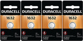 Duracell DL1632 pack front view showing long shelf life and broad device compatibility.