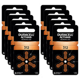 Duracell 312 hearing aid batteries with EasyTAB for easy replacement.