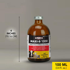 Durvet Maxi-B 1000 old dog safe label close-up communicates safety for seniors.