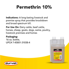 Durvet Permethrin EC 10% application on pet coat for outdoor care.