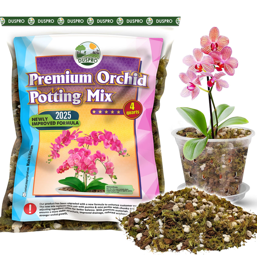 Duspro orchid mix forest moss close-up showing moisture retention for healthy roots.