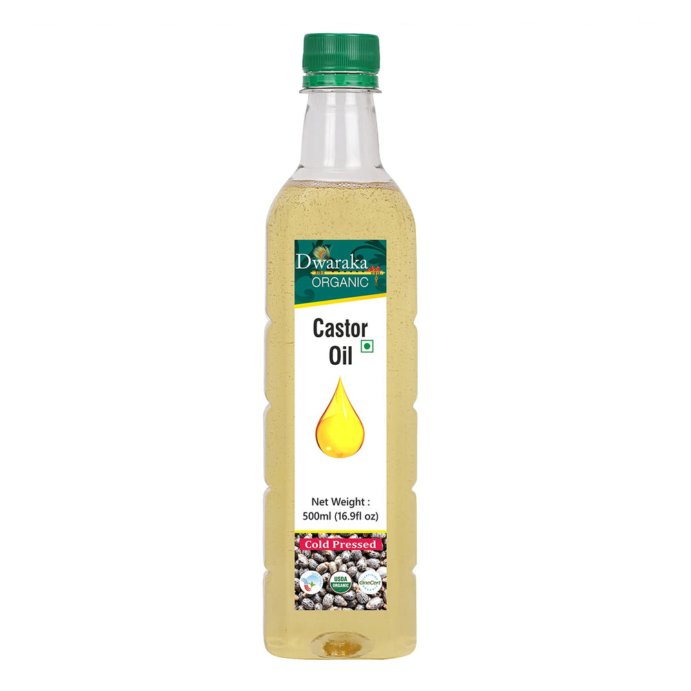 Dwaraka Castor Oil bottle for nourishing hair and skin.