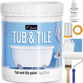DWIL tub and tile refinishing kit with brush and sponge roller for easy application.