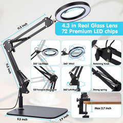 Dylviw magnifier lamp head rotating 360 degrees for precise illumination