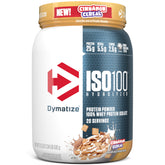 Dymatize ISO100 Cinnamon Cereal bottle for quick post workout protein delivery