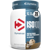 Dymatize ISO100 cookies and cream bottle front showing premium whey protein for lean gains.