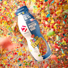 Dymatize Fruity Pebbles on-the-go packaging for busy days