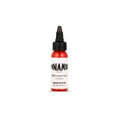 Dynamic Color Co Chinese Red Tattoo Ink bottle pour shows smooth flow for precise line work