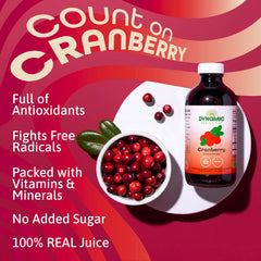 Dynamic Health cranberry concentrate glass serving highlights tart, refreshing flavor.