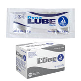 Dynarex DynaLube box front shows sterile, convenient 144-pack for clinics.