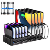 Dywcdnice 100W charging station front view, ideal for organized multi-device charging.