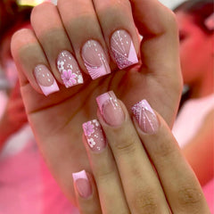 DZPGUONIZ cherry-blossom nail design closeup for easy at-home manicure