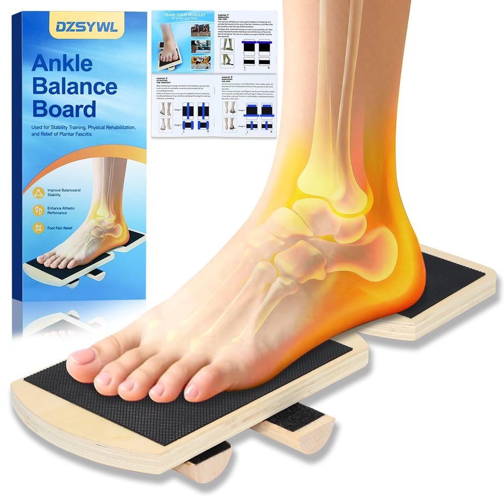 DZSYWL ankle balance board front view with sturdy birch wood and non-slip surface.