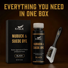 Eagle Black Suede Dye finish adds depth to nubuck and suede surfaces.