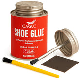 Eagle Shoe Cement being applied for heavy-duty sole repair.