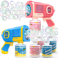 EagleStone 2-pack bubble guns in action for outdoor family fun.