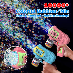EagleStone bubble gun shows 360° leak-proof design for mess-free play.
