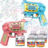 EagleStone Bubble Gun in action outdoors creates colorful backyard bubbles.