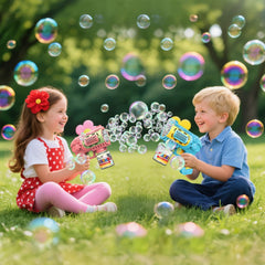 Two EagleStone bubble guns with solution bottles ready for party fun.