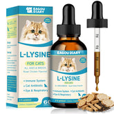 Eagou Diary L-Lysine for Cats bottle showing roast chicken flavor, supports daily wellness