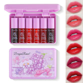 Eakroo 6 Colors Grapes Lip Tint Set swatches showcase vibrant, buildable color for lips and cheeks.