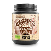 Earth Fed Muscle Chocolate Shakeup whey isolate canister shows clean ingredients for daily protein
