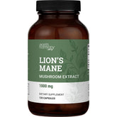Earth Harmony Naturals Lions Mane capsules bottle on a clean desk for daily focus.