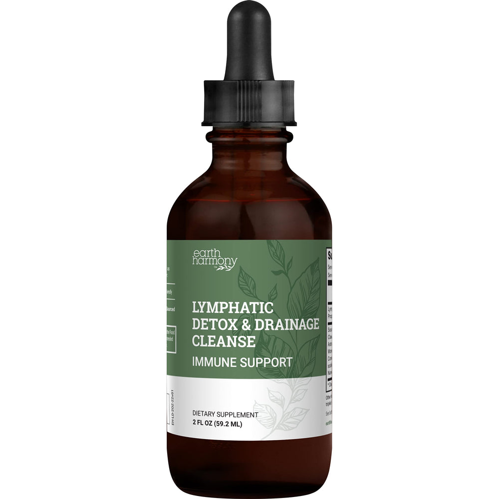Earth Harmony Naturals lymph drops bottle for easy daily lymphatic support.
