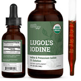 Earth Harmony Naturals Organic Lugol's Iodine 2% bottle for easy daily thyroid support