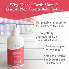 Earth Mama Simply Non-Scents Lotion being applied to skin for gentle daily moisture