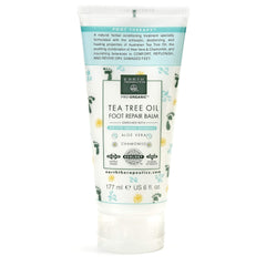 Earth Therapeutics Tea Tree Oil Foot Balm packaging shown for easy application and freshness.