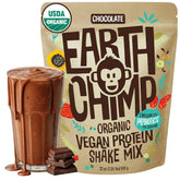 EarthChimp Organic Vegan Protein Powder chocolate bottle front for dairy-free daily protein