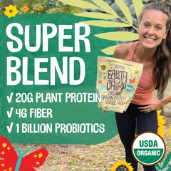 EarthChimp vegan protein shake glass prepared for a smooth, dairy-free drink.