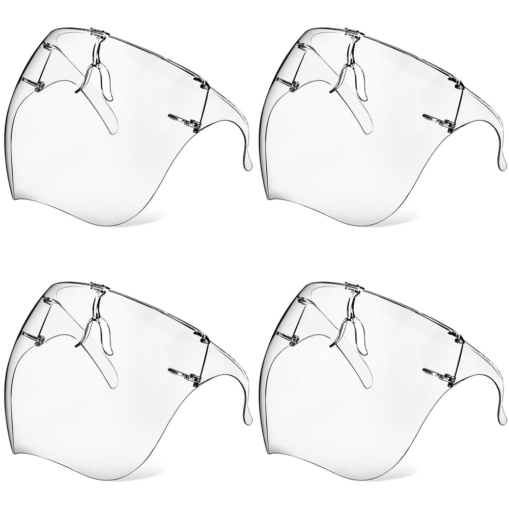Earthroma 4-pack face shield front view with 180° protection and anti-fog clarity.