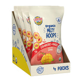Earth's Best Melty Hoops bag front for babies, strawberry-mango flavor, great for self-feeding.