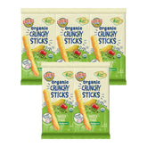 Earth's Best Organic Crunchy Sticks Garden Veggie pack close-up; organic self-feeding snack