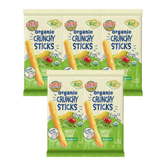 Earth's Best Organic Crunchy Sticks Garden Veggie pack close-up; organic self-feeding snack