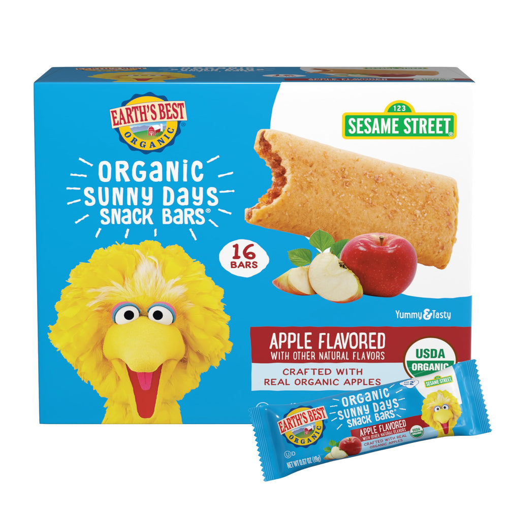 Earth's Best Sesame Street Apple Snack Bars box for convenient family snacking on the go.