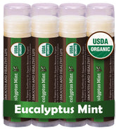 Earth's Daughter lip balm 4-pack packshot with eucalyptus mint flavor for daily moisture