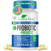 Earth's Pearl pearl-shaped probiotic bottle for easy daily use and gut support.