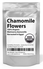 EarthWise Chamomile loose leaf tea, fragrant and soothing when brewed as a caffeine-free cup.